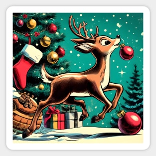 Illuminate the Holidays: Whimsical Rudolph the Red-Nosed Reindeer Art for Festive Christmas Prints and Joyful Decor! Sticker